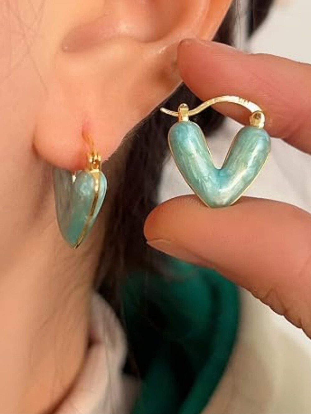Beautiful French clasp heart earrings, New